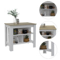 41" Brown And White Wood Kitchen Island With Storage on a white background