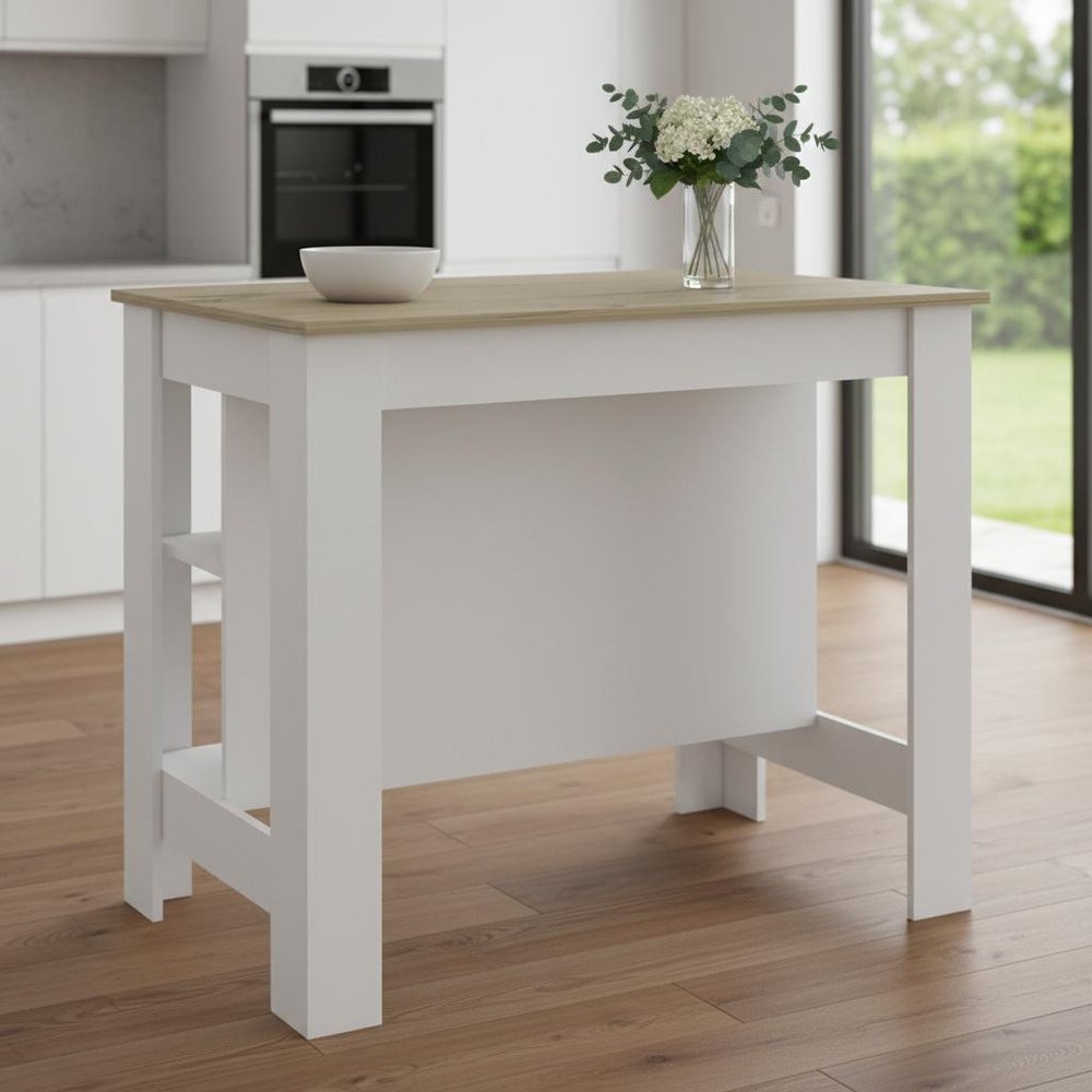 White and Brown 41" Kitchen Island With Storage - SKU 477872