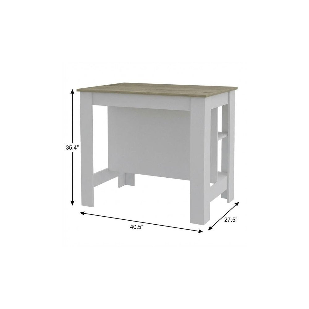 White and Brown 41" Kitchen Island With Storage - SKU 477872