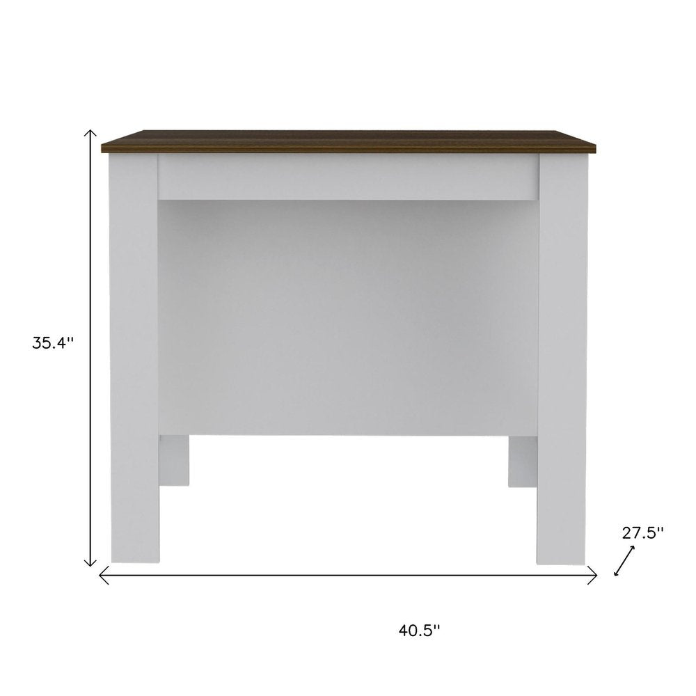 White and Brown 41" Kitchen Island With Storage - SKU 477873