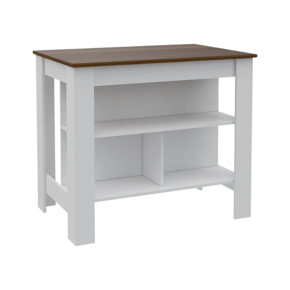 White and Brown 41" Kitchen Island With Storage - SKU 477873