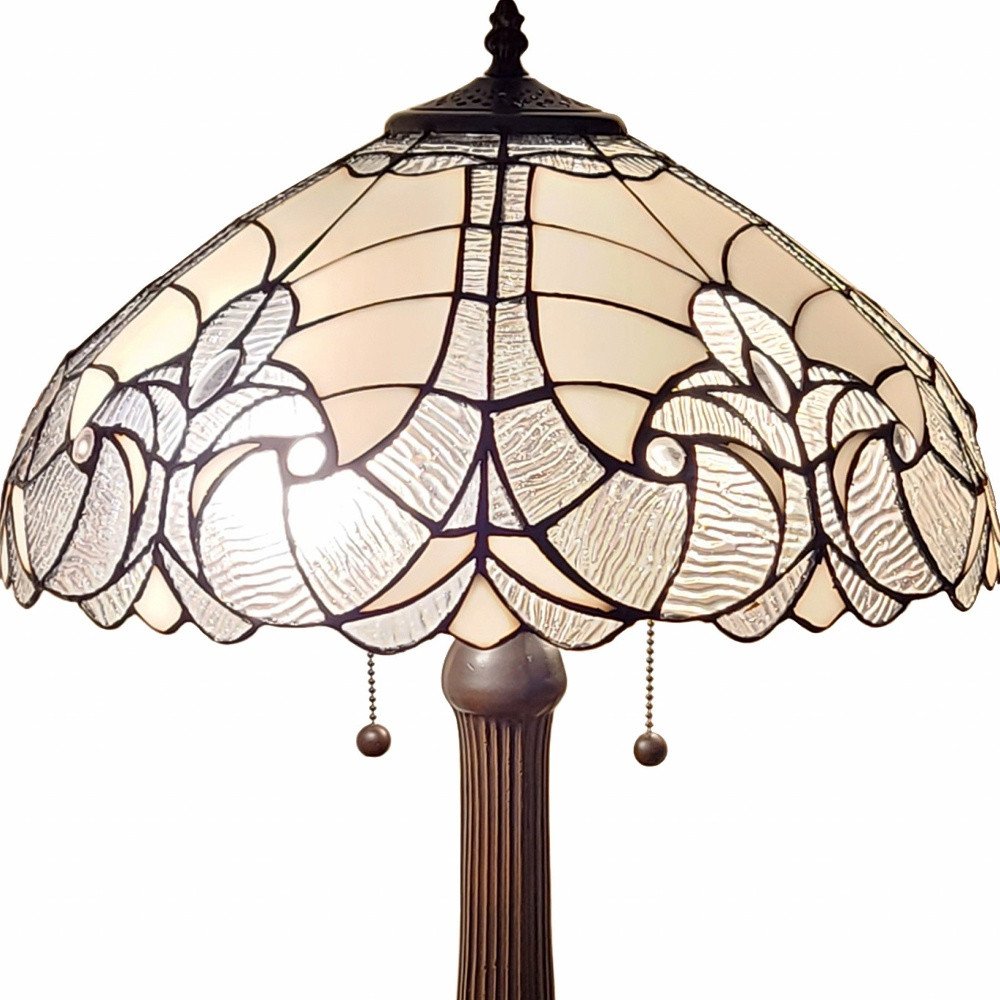 24" Dark Brown Metal Two Light Candlestick Table Lamp With Dark Brown Shade. Table lamp isolated on a plain white background, showing a brown metal surface.