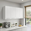 47" White Wood Wall Mounted Accent Chest With Four Doors