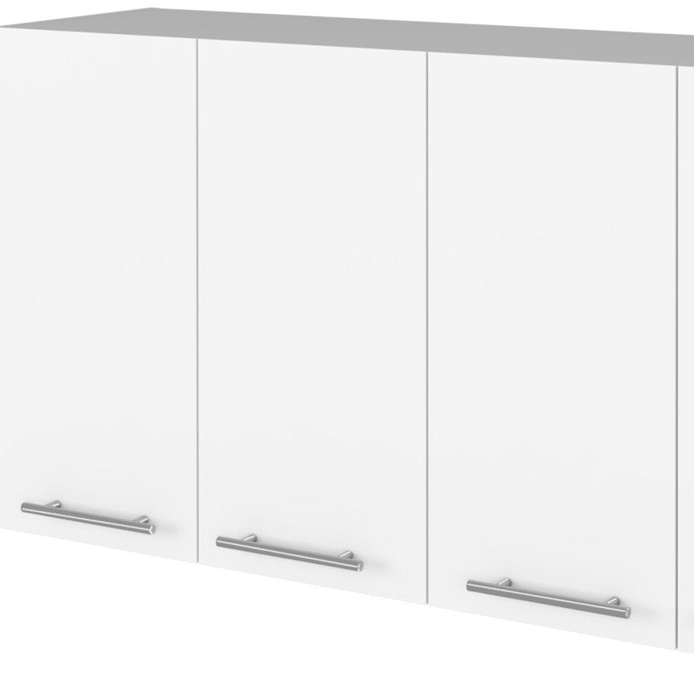 47" White Wood Wall Mounted Accent Chest With Four Doors