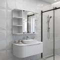 24" White Wood Floating Double Door Bathroom Vanity And Medicine Cabinet With Mirror