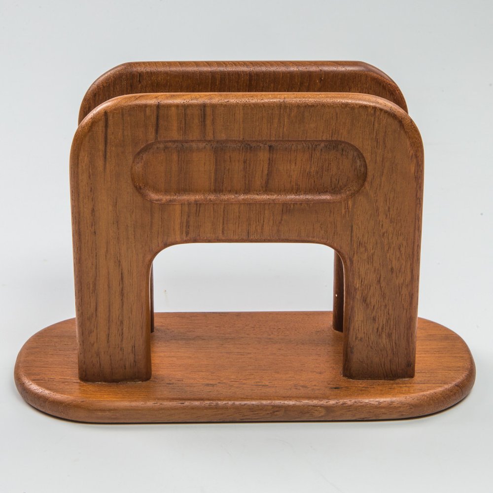 8" Brown Solid Wood Napkin Holder