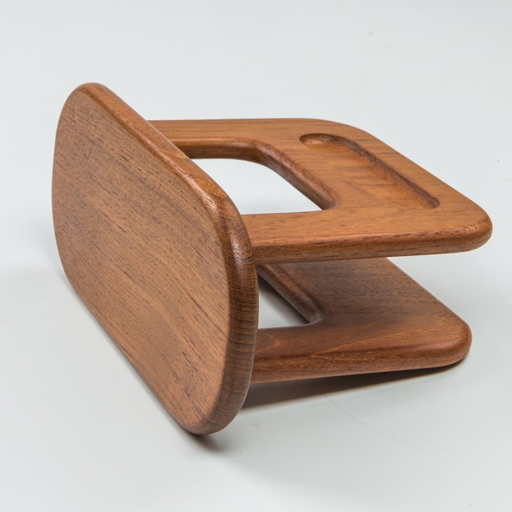 8" Brown Solid Wood Napkin Holder on a white background