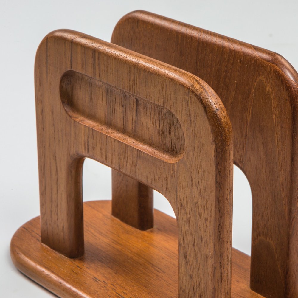 8" Brown Solid Wood Napkin Holder