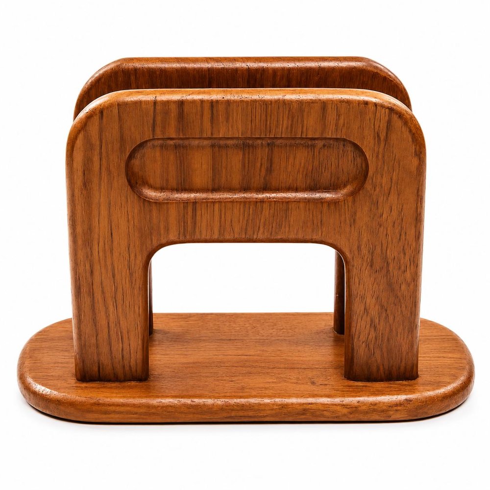 8" Brown Solid Wood Napkin Holder