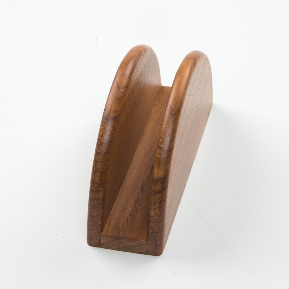 6" Brown Solid Wood Napkin Holder
