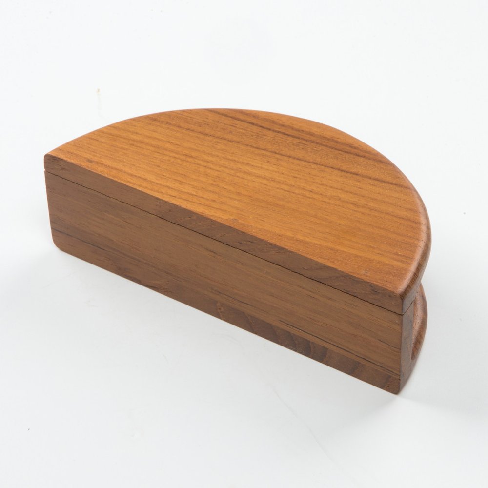 6" Brown Solid Wood Napkin Holder. Kitchen accessory isolated on a plain white background, finished in brown wood.