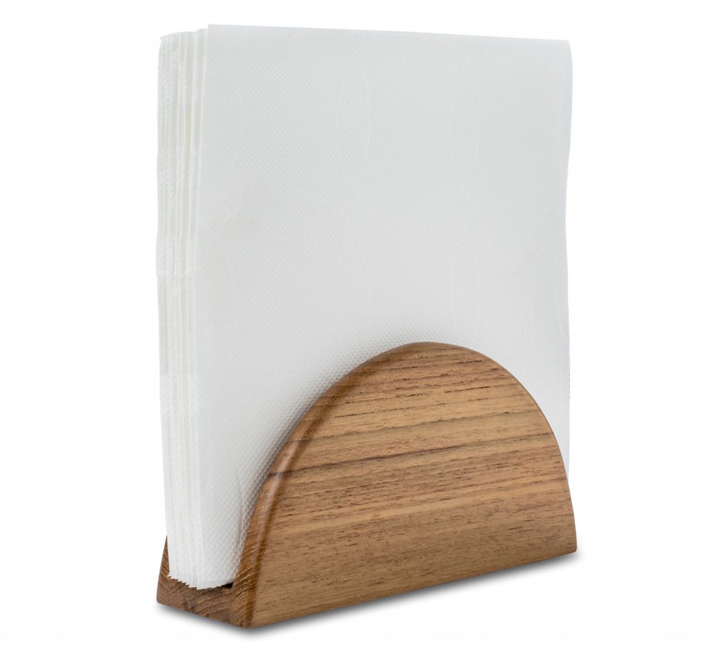 6" Brown Solid Wood Napkin Holder