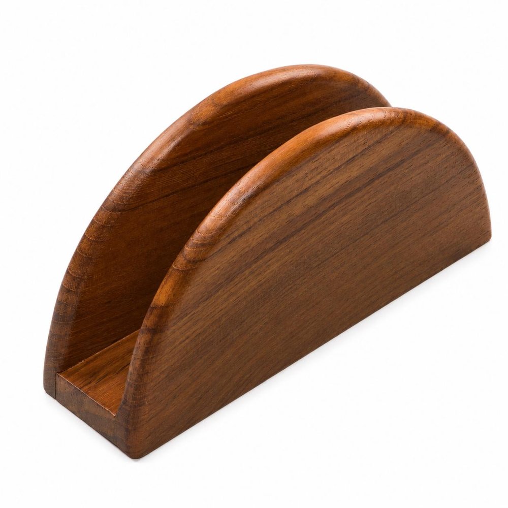 6" Brown Solid Wood Napkin Holder