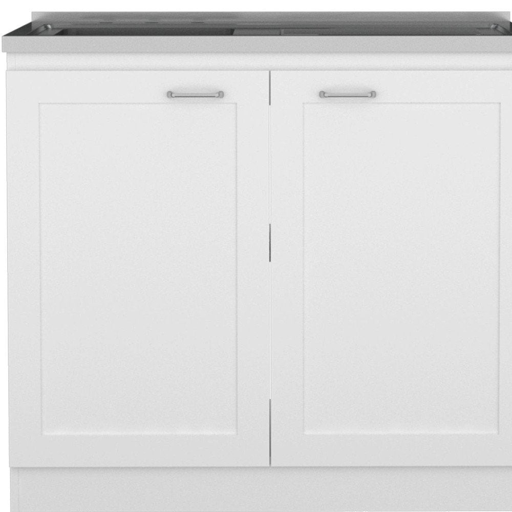 42" Black and White Wood Accent Cabinet Set With Four Doors. Cabinet isolated on a plain white background, in a white wood finish.
