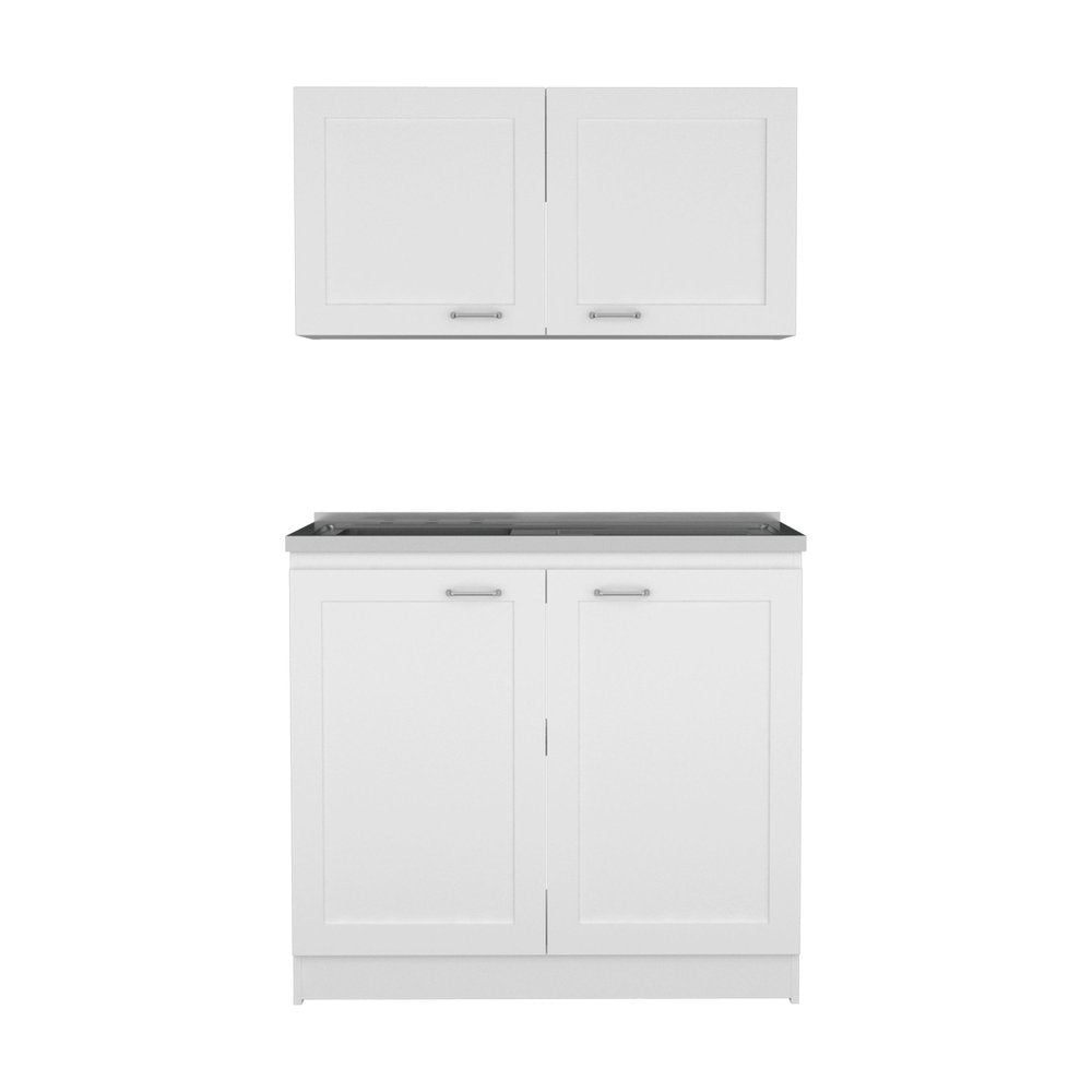 42" Black and White Wood Accent Cabinet Set With Four Doors