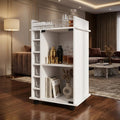 White Rolling Bar Cart With Wine Storage