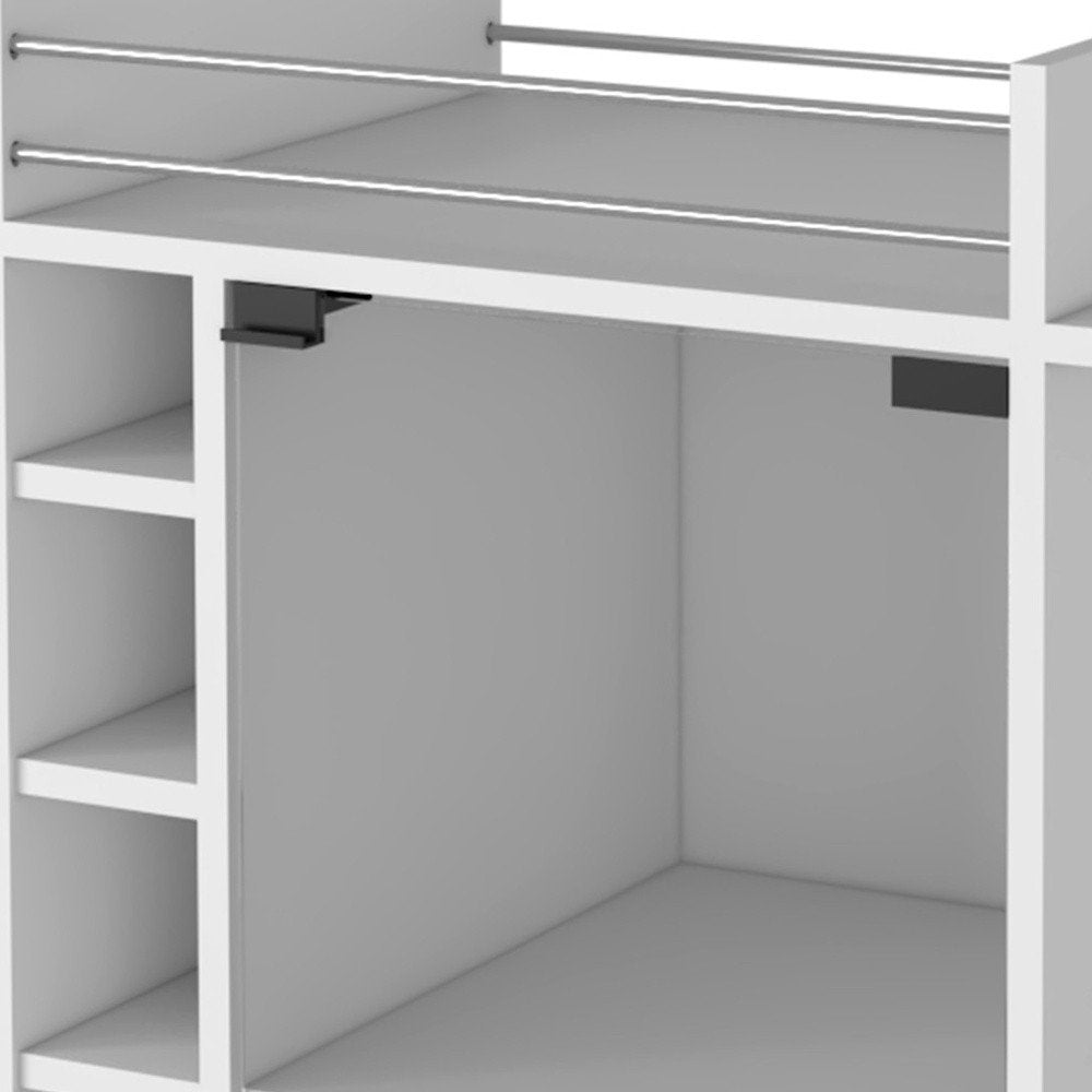 White Rolling Bar Cart With Wine Storage - 35" H x 21.6" W x 16.3" D