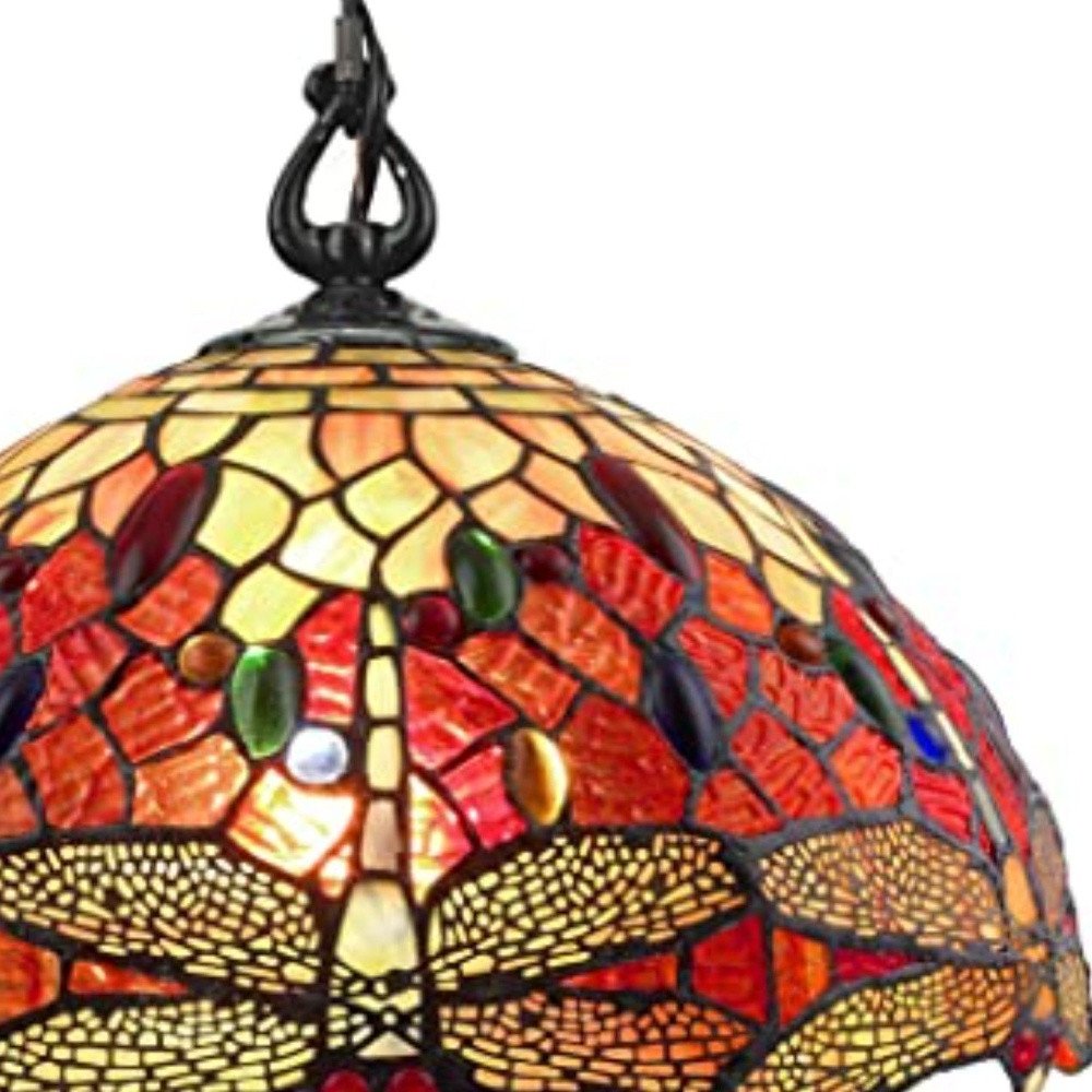 Red And White Unique Statement Two Light Glass Dimmable Chandelier With Red And White Shades