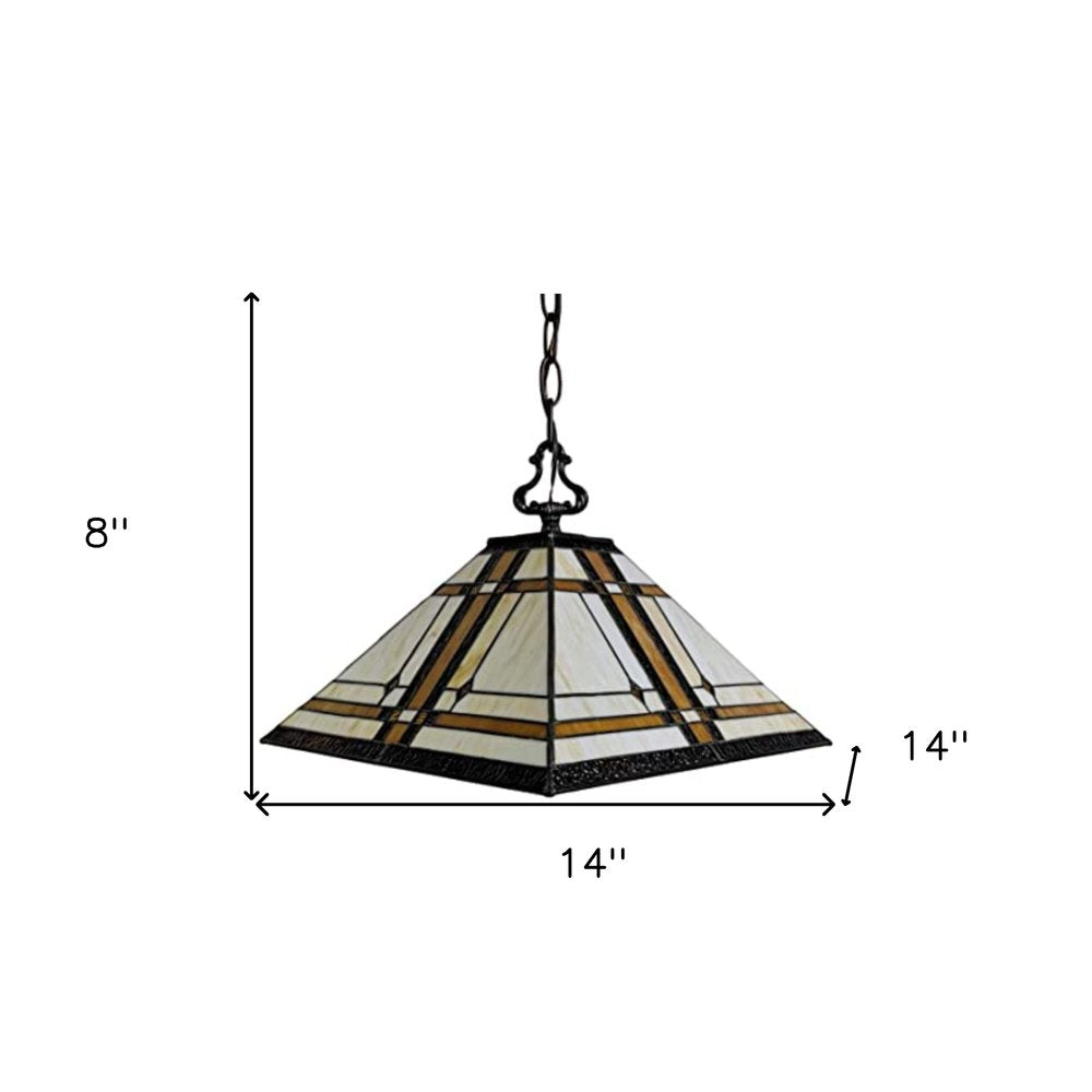 Brown And White Unique Statement Two Light Glass Dimmable Chandelier With Brown And White Shades on a white background