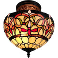 Red And White Unique Statement Two Light Glass Dimmable Chandelier With Red And White Shades