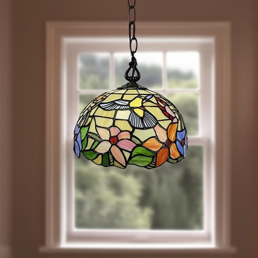 Red And White Unique Statement Glass Dimmable Chandelier With Red And White Shades