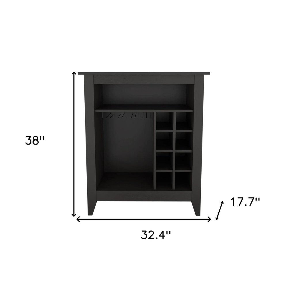 Black Bar Cart With Wine Storage on a white background