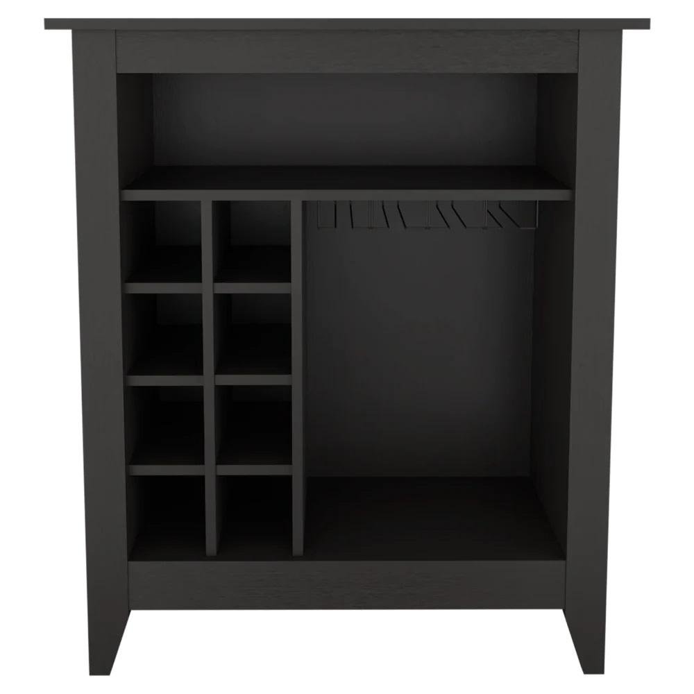 Black Bar Cart With Wine Storage on a white background