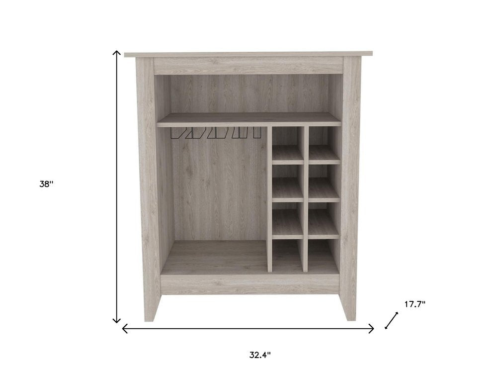 Light Gray Bar Cart With Wine Storage on a white background
