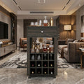 Espresso Rolling Bar Cart With Wine Storage
