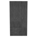 71" Gray And White Wood Two Drawer Combo Dresser on a white background
