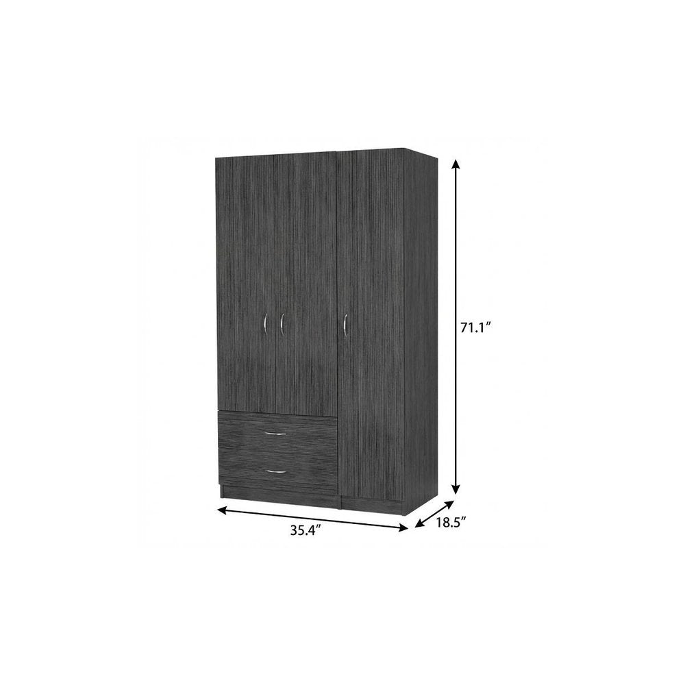 71" Gray And White Wood Two Drawer Combo Dresser on a white background