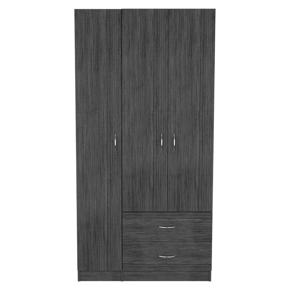 71" Gray And White Wood Two Drawer Combo Dresser on a white background