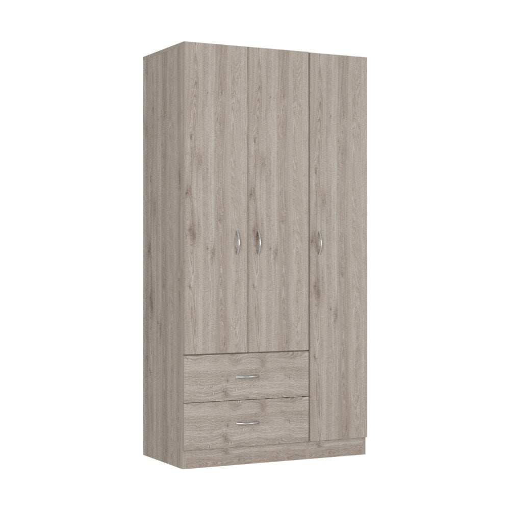 71" Gray And White Wood Two Drawer Combo Dresser on a white background
