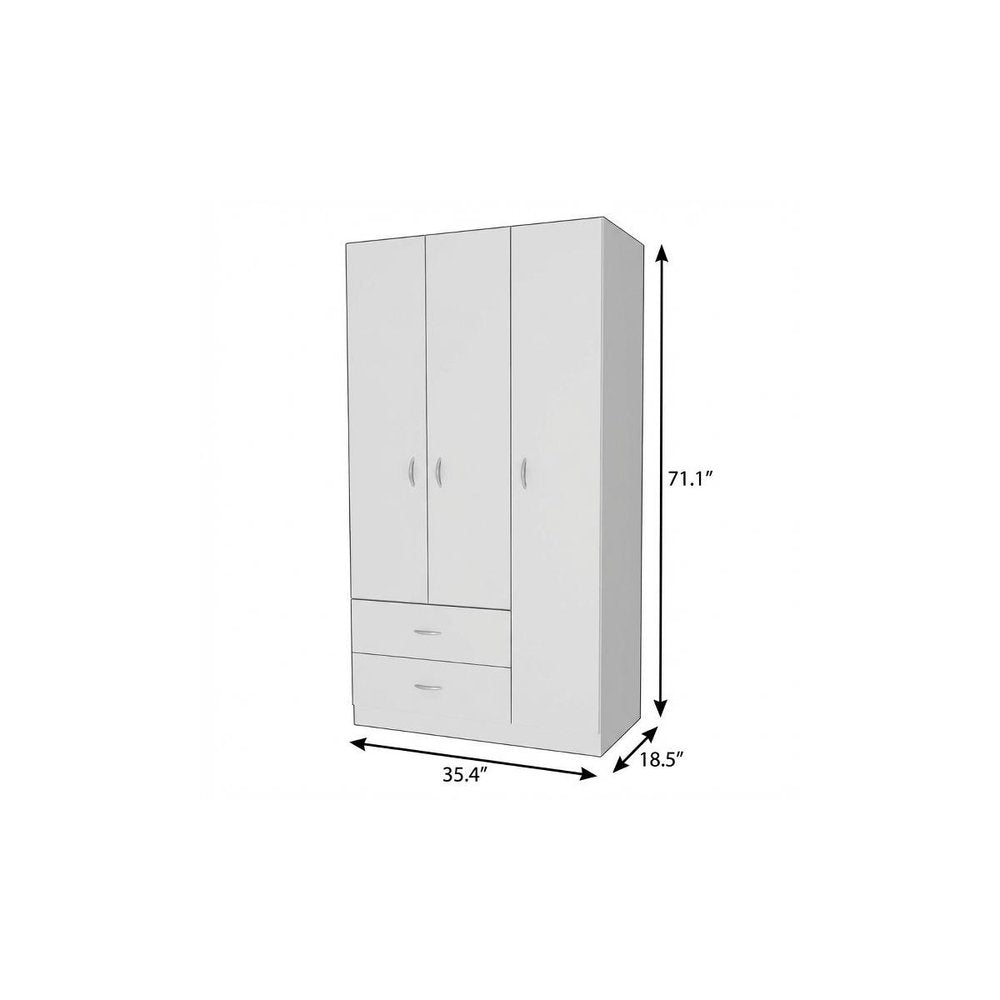 71" Gray And White Wood Two Drawer Combo Dresser on a white background