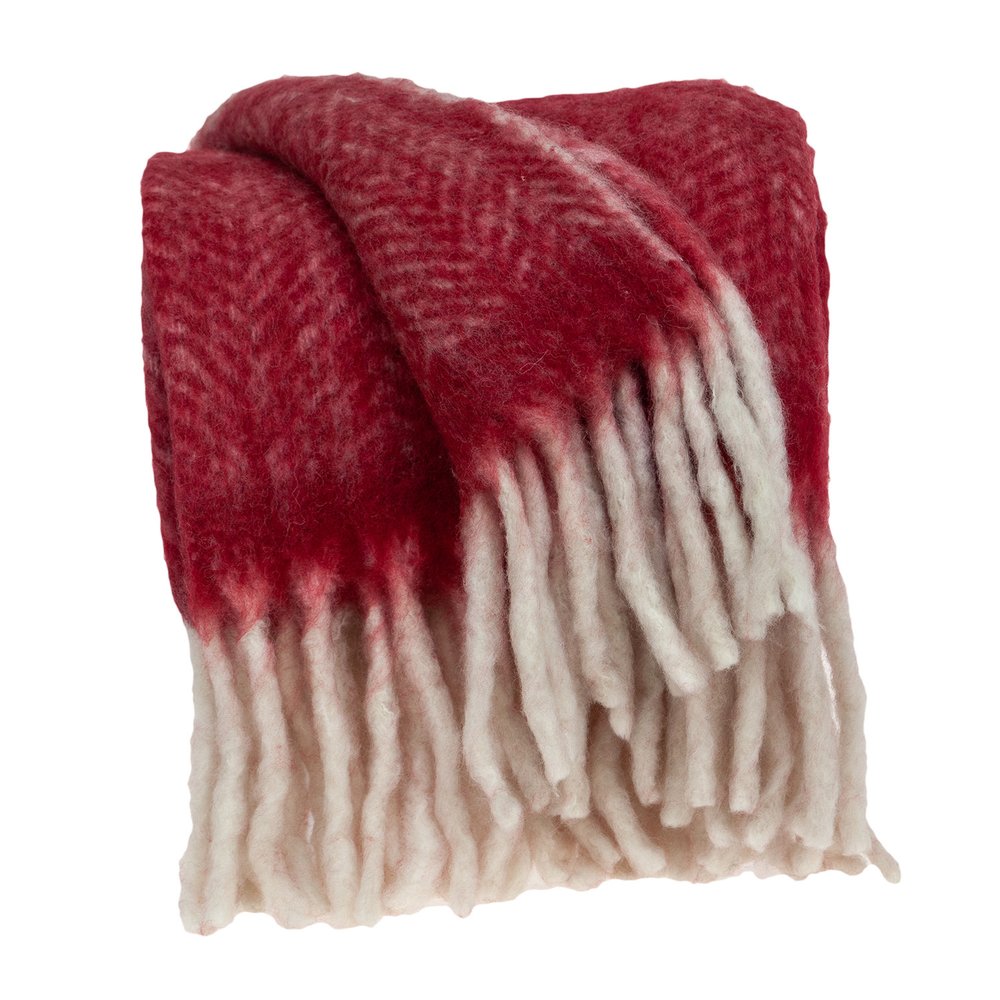 Red Woven Acrylic Solid Color Reversable Throw on a white background