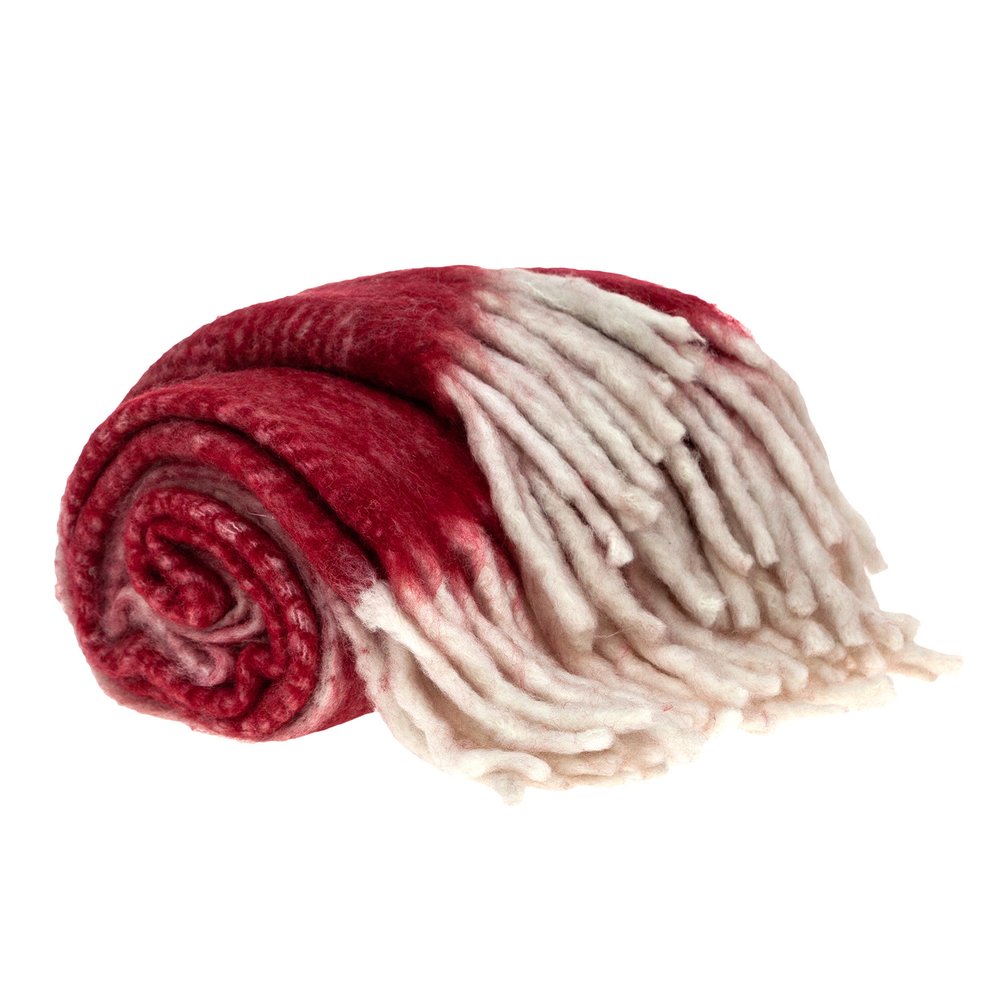 Red Woven Acrylic Solid Color Reversable Throw on a white background