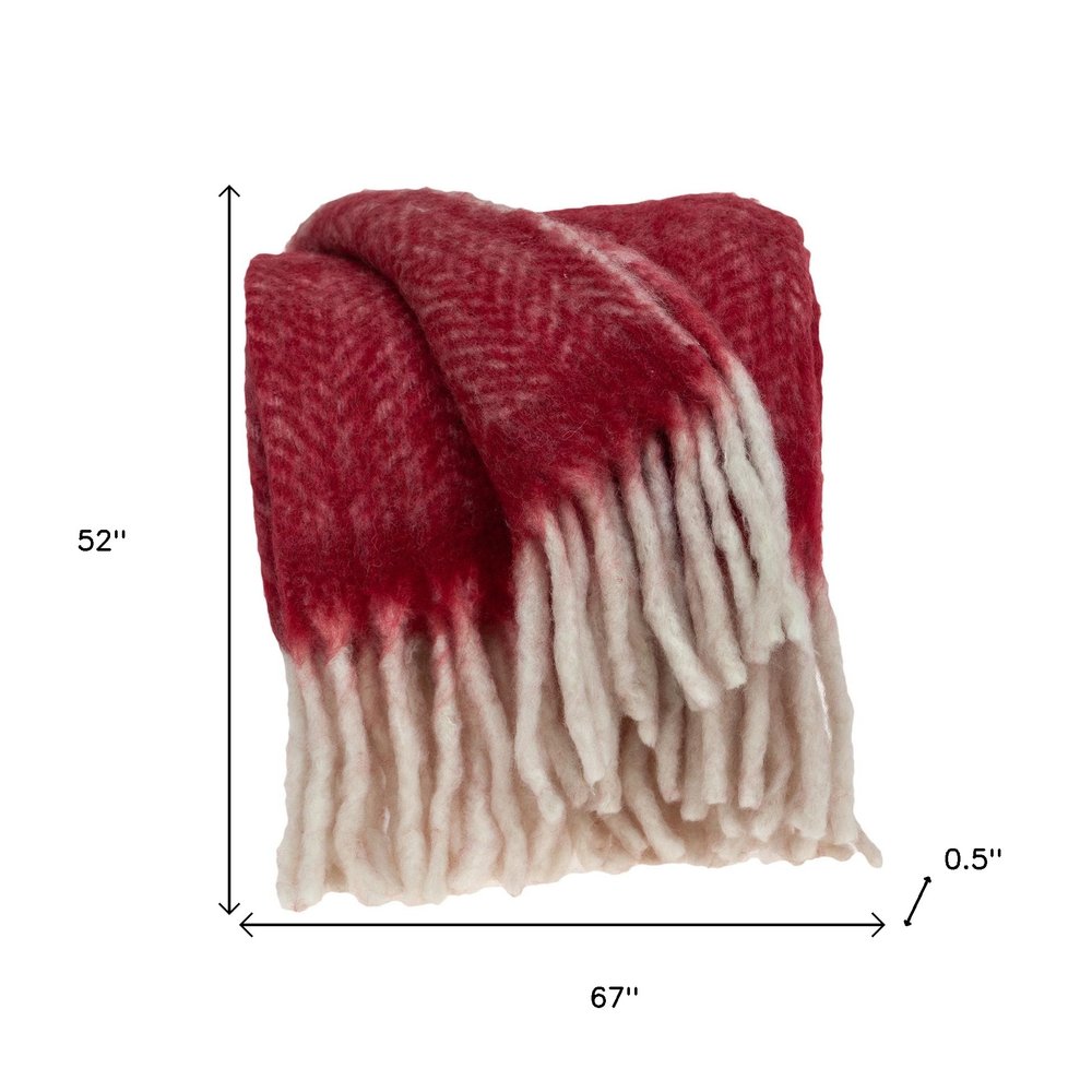 Red Woven Acrylic Solid Color Reversable Throw on a white background