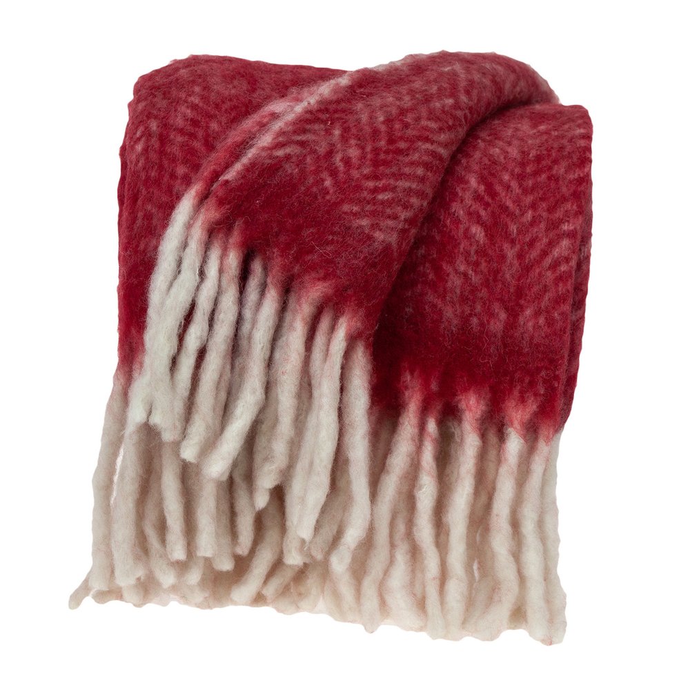 Red Woven Acrylic Solid Color Reversable Throw on a white background