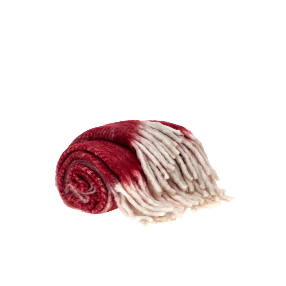 Red Woven Acrylic Solid Color Reversable Throw on a white background