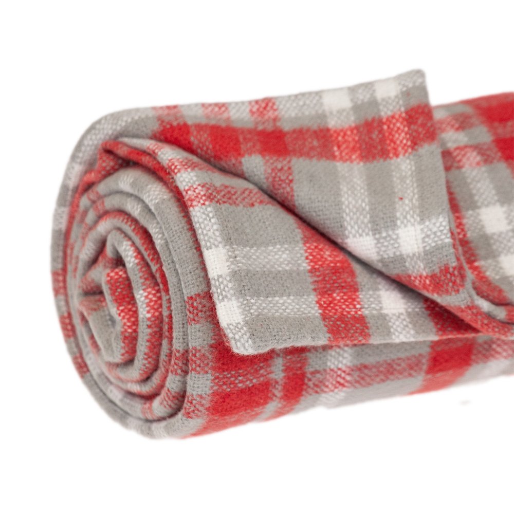 Red Woven Cotton Plaid Throw Blanket on a white background