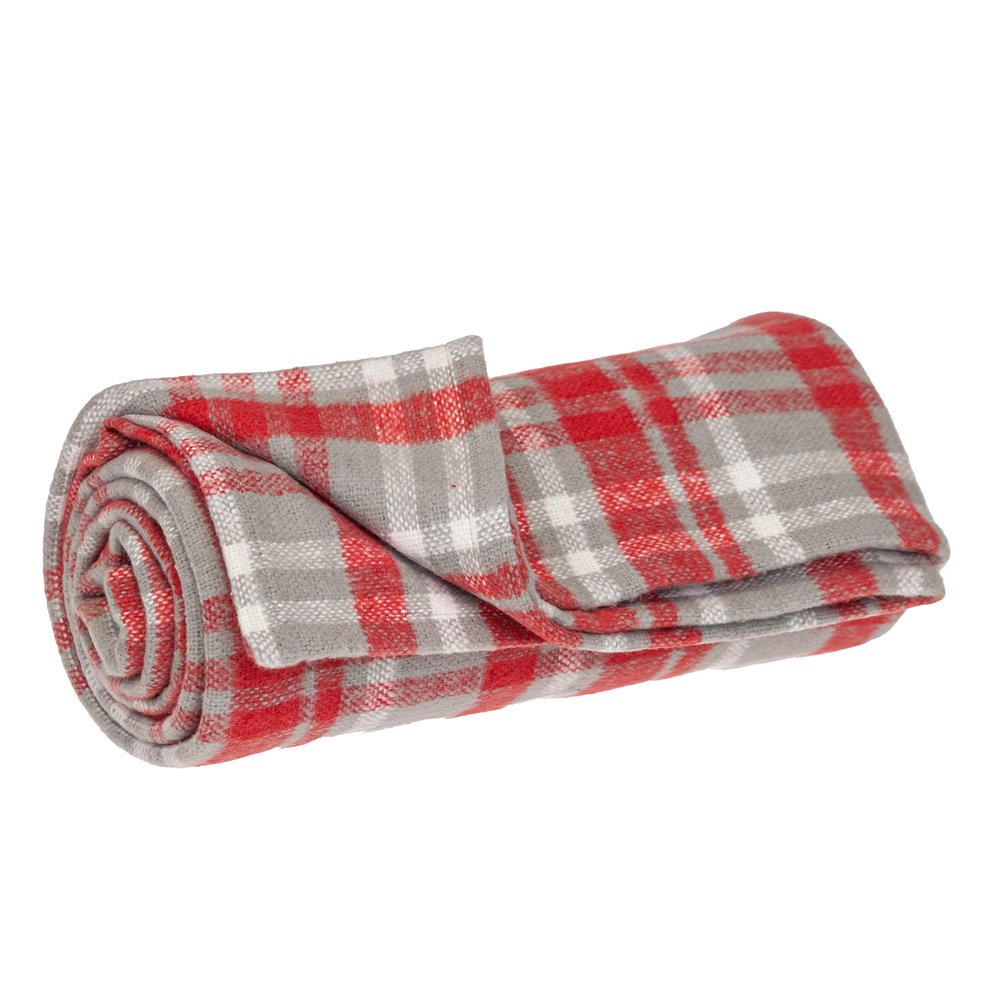 Red Woven Cotton Plaid Throw Blanket on a white background