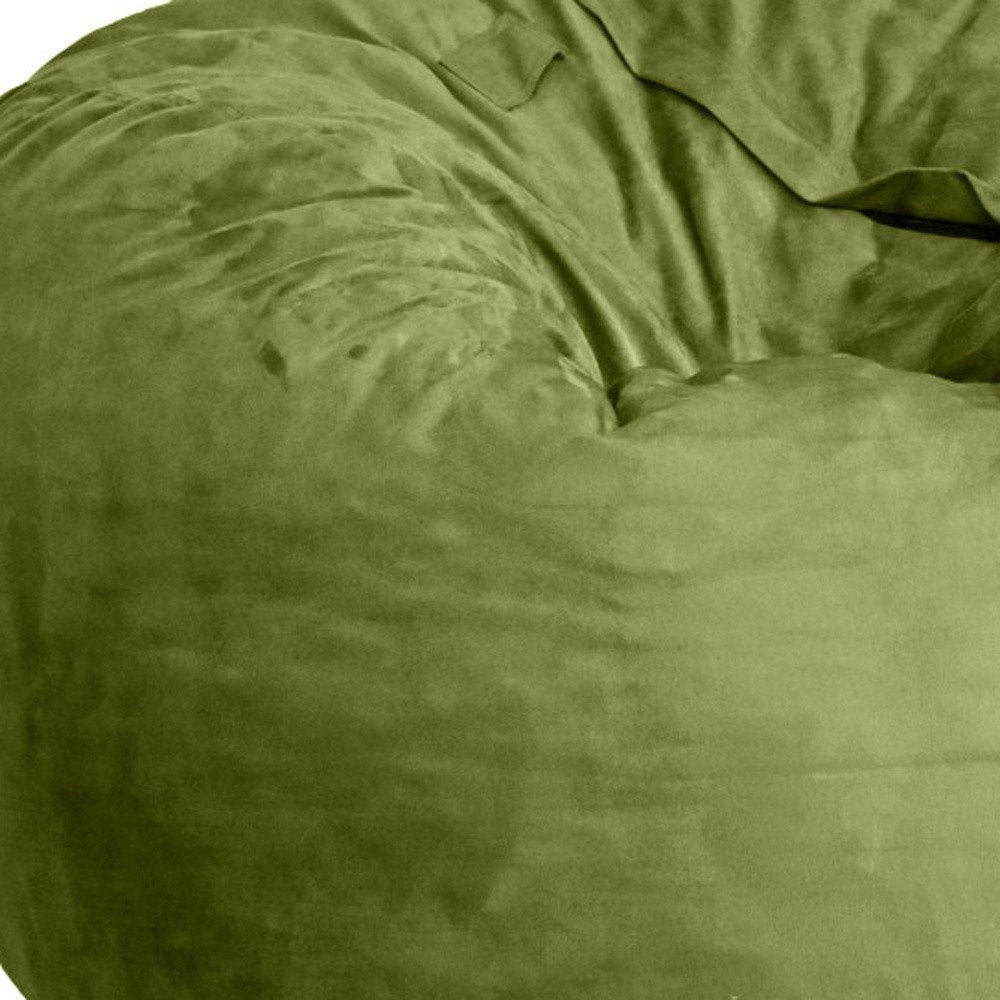 47" Green Microsuede Classic Bean Bag. Floor chair in green.