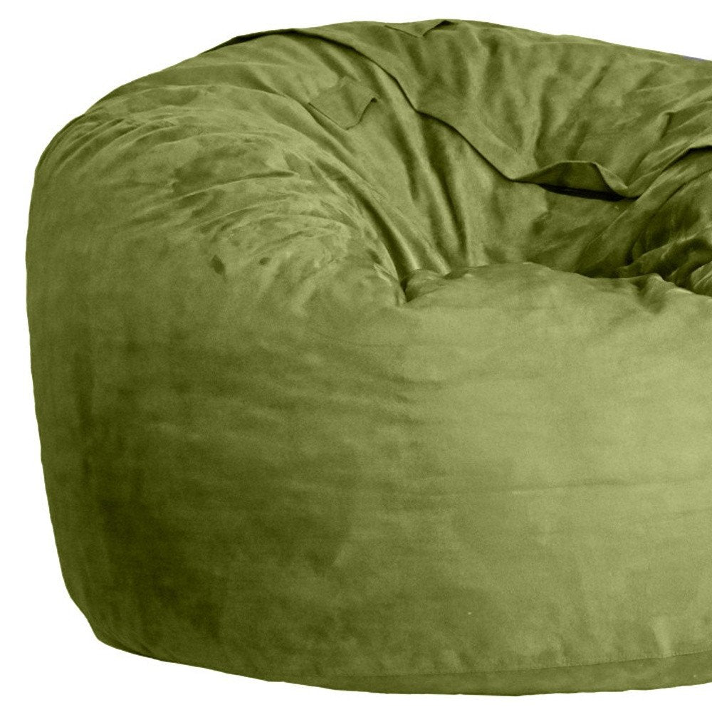 47" Green Microsuede Classic Bean Bag. Floor chair isolated on a plain white background, finished in green.