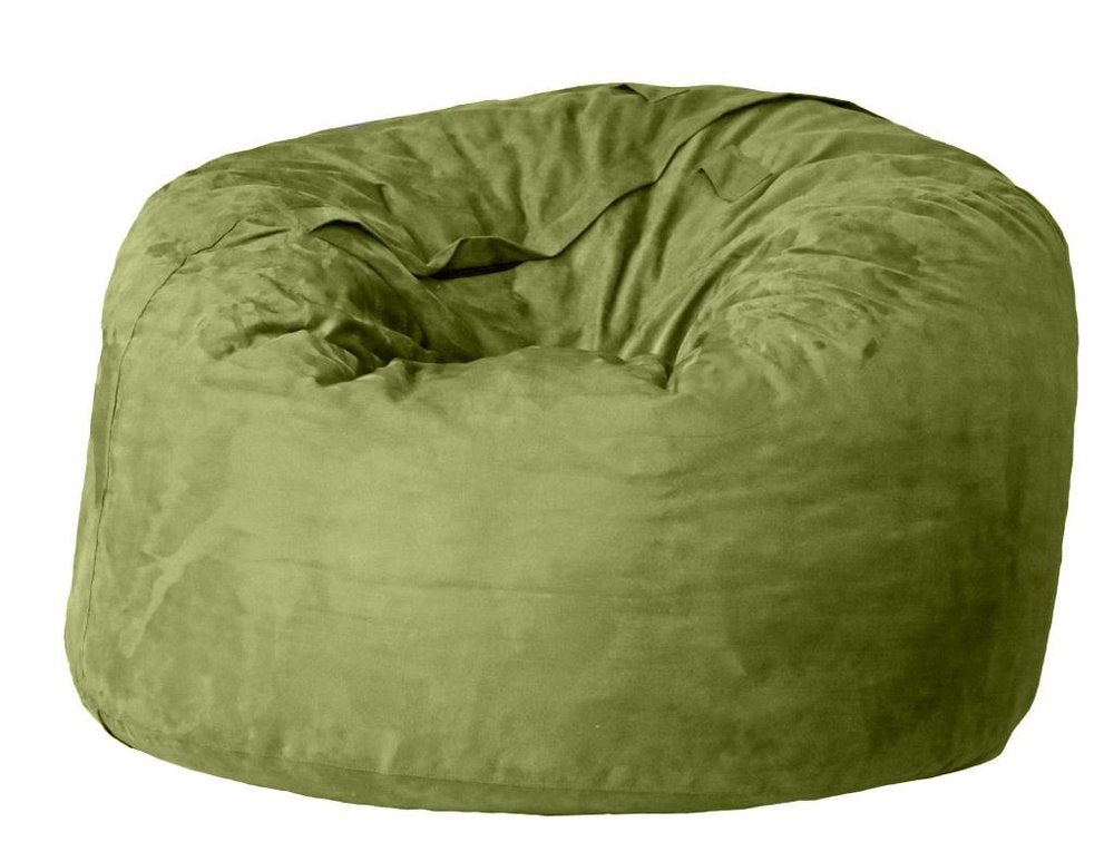 47" Green Microsuede Classic Bean Bag. Floor chair isolated on a plain white background, in a green finish.