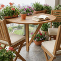 24" Brown Half Round Solid Wood Folding Outdoor Balcony Table