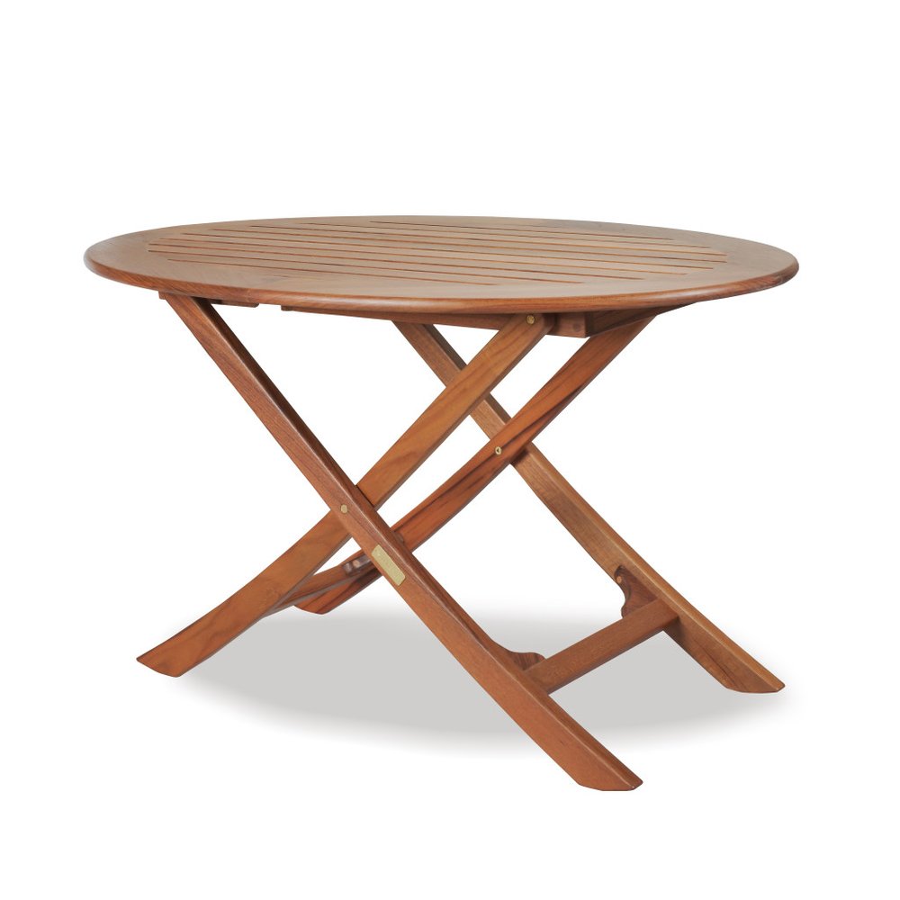 40" Brown Oval Solid Wood Folding Outdoor Side Table. Outdoor table isolated on a plain white background, showing a brown wood surface.