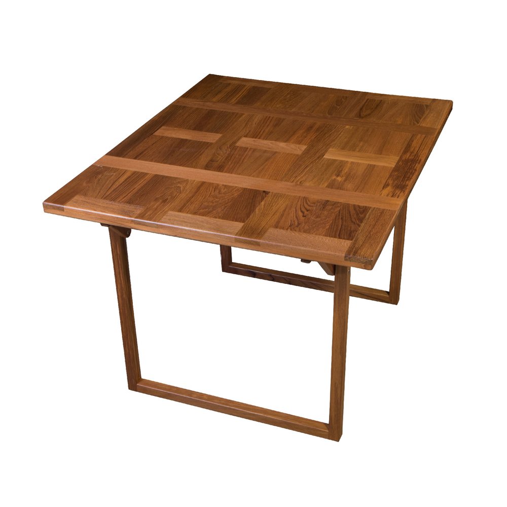 45" Brown Solid Wood Folding Outdoor Side Table. Outdoor table isolated on a plain white background, finished in brown wood.