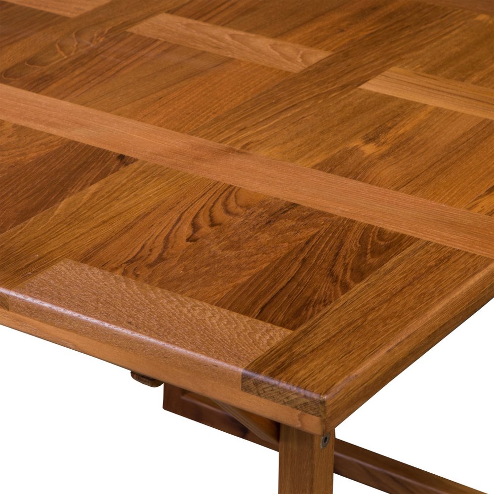 45" Brown Solid Wood Folding Outdoor Side Table. Outdoor table in brown wood.
