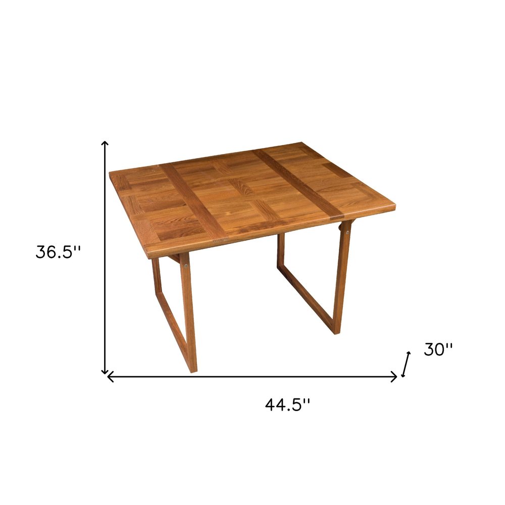 45" Brown Solid Wood Folding Outdoor Side Table. Outdoor table isolated on a plain white background, in a brown wood finish.
