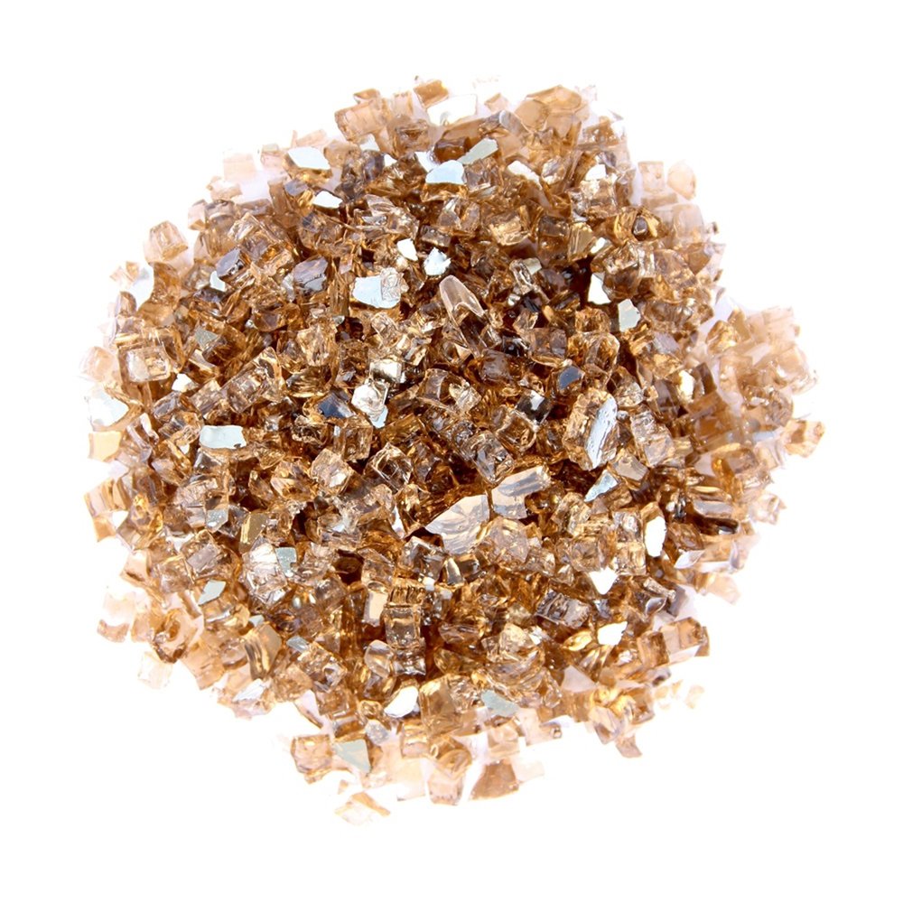 Copper Round Reflective Fire Pit Glass on a white background